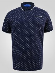 D555 Reid AOP Polo With Jacquard Collar, Pocket And Cuffs Blu navy