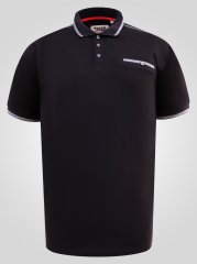 D555 Potts Jersey Polo With Jacquard Collar & Cuffs Nero
