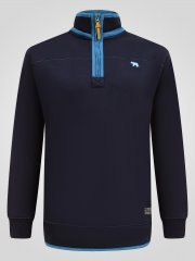 D555 Conway 2 1/4 Zip Neck Fleece Sweatshirt With Bear Logo Blu navy