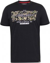 D555 EDWALTON NYCTY Camo Printed Crew Neck T-Shirt Washed Black