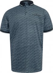 D555 Woolwich AOP Polo Shirt With Ribbed Collar Blue