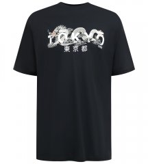 D555 Ginza Tokyo with Dragon Crew Neck T-shirt Black