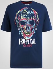 D555 Linton Tropical Skull T-shirt Con Stampa Blu Navy