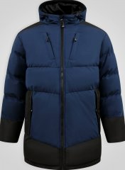 D555 Hank Ripstop Contrast Panelled Padded Hooded Jacket Blu navy