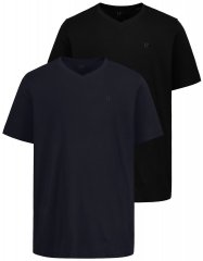JP1880 711318 T-shirt con scollo a V confezione da 2 Nero/Blu scuro