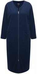 Ulla Popken 749967 Accappatoio in spugna con zip Blu scuro