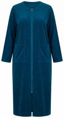 Ulla Popken 749967 Accappatoio in spugna con zip Petrolio