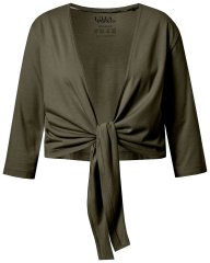 Ulla Popken 794514 Bolero in jersey da annodare Verde scuro