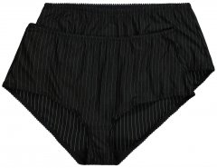 Ulla Popken 800279 Slip a righe confezione da 2 Nero