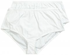 Ulla Popken 800279 Slip a righe confezione da 2 Bianco