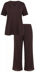 Ulla Popken 806944 Pigiama a maniche corte Marrone