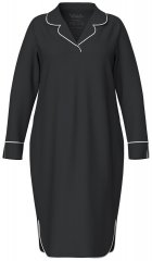 Ulla Popken 812447 Camicia da notte con collo a camicia Nero