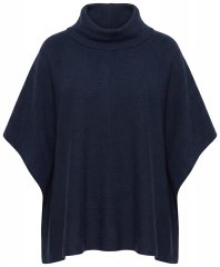 Ulla Popken 820620 Maglione poncho con collo alto Blu scuro