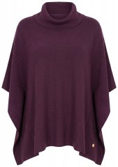 Ulla Popken 820620 Maglione poncho con collo alto Prugna