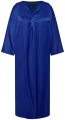 Ulla Popken 821110 Abito in raso a maniche corte con scollo a V Blu scuro