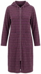 Ulla Popken 821543 Accappatoio in spugna a righe con zip Marrone