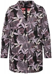 Ulla Popken 823967 Blazer jacquard a fiori con maniche 3/4 Nero