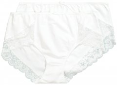 Ulla Popken 824106 Culotte con pizzo confezione da 2 Bianco