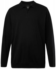 JP1880 827115 Polo a maniche lunghe con vestibilità pancia Nero