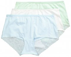 Ulla Popken 827465 Slip hipster con pizzo confezione da 3 Blu