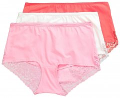Ulla Popken 827465 Slip hipster con pizzo confezione da 3 Rosa