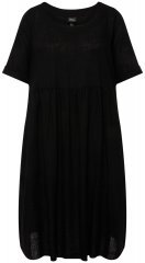 Ulla Popken 829837 Abito in misto lino a maniche corte Nero