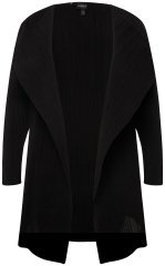 Ulla Popken 830749 Blazer aperto plissettato con revers ampi Nero