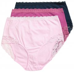 Ulla Popken 831866 Slip a vita alta con pizzo confezione da 3 Blu scuro