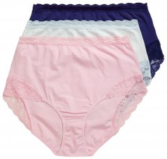 Ulla Popken 831866 Slip a vita alta con pizzo confezione da 3 Blu reale