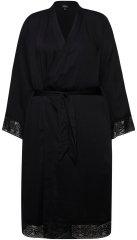 Ulla Popken 834837 Accappatoio kimono con pizzo Nero