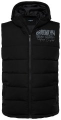 Men+ 442 Gilet trapuntato con cappuccio e stampa Nero