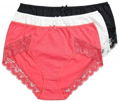 Ulla Popken 837080 Slip a vita alta con pizzo confezione da 3 Rosa