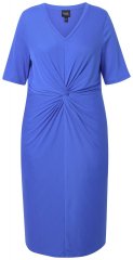 Ulla Popken 838765 Abito in jersey a maniche corte con scollo a V Blu grigio