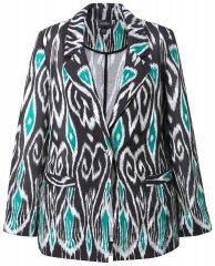 Ulla Popken 839961 Blazer fantasia in misto lino Nero
