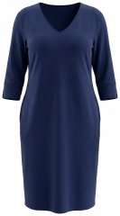 Ulla Popken 841952 Abito in felpa con scollo a V Blu scuro