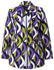Ulla Popken 842680 Blazer fantasia in jersey punto di Roma Blu scuro
