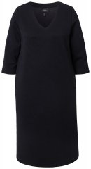 Ulla Popken 843326 Abito in felpa con maniche a 3/4 Nero