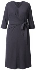 Ulla Popken 843595 Abito a portafoglio con maniche a 3/4 Grigio melange