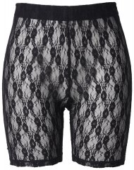 Ulla Popken 845290 Pantaloncini anti-sfregamento a fiori con pizzo Nero