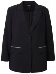 Ulla Popken 845336 Blazer elasticizzato oversize a due bottoni Nero