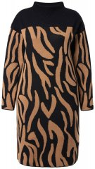 Ulla Popken 845378 Abito in maglia animalier Beige