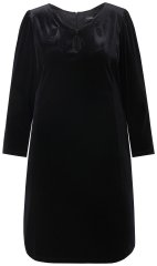 Ulla Popken 845573 Abito di velluto a maniche lunghe Nero