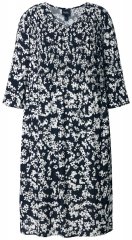 Ulla Popken 845825 Abito midi a fiori con maniche a 3/4 Nero