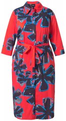 Ulla Popken 846164 Abito chemisier a fiori Rosso