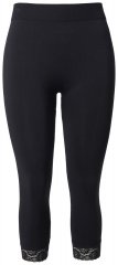 Ulla Popken 846491 Collant senza piede 3/4 con pizzo Nero