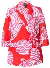 Ulla Popken 847275 Blazer a righe effetto incrociato Rosso