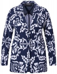 Ulla Popken 847586 Blazer in jacquard floreale Blu scuro