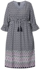 Ulla Popken 847798 Abito midi svasato con scollo a V Nero