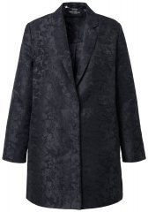 Ulla Popken 848099 Blazer jacquard a fiori con abbottonatura nascosta Nero