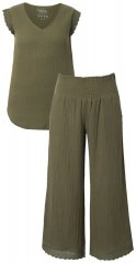 Ulla Popken 848131 Pigiama con pizzo Verde oliva